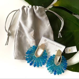 Kendra Scott Diane Gold Teal Agate Earrings! NWT!